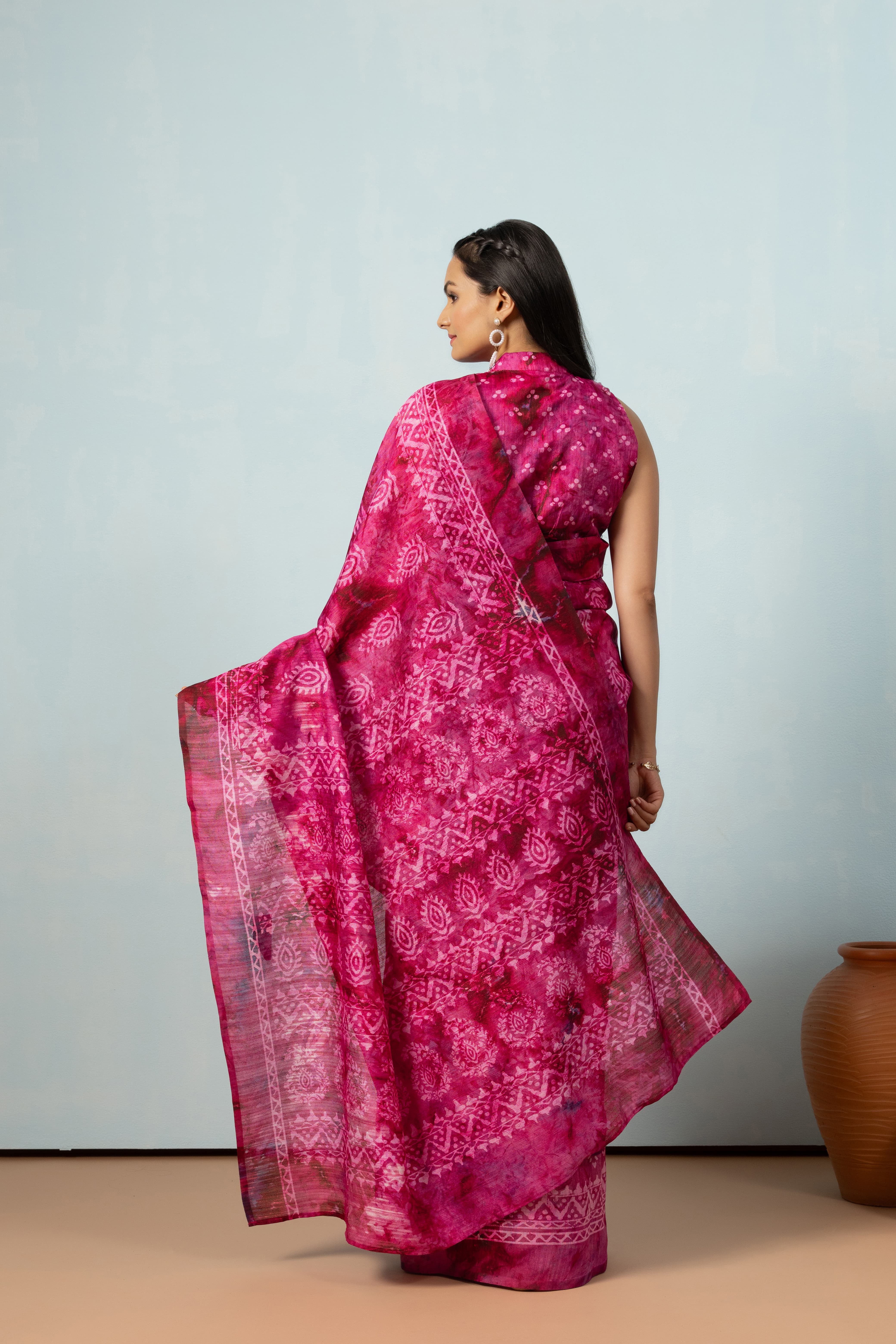 Batik Printed Bhagalpuri Cotton Silk Saree