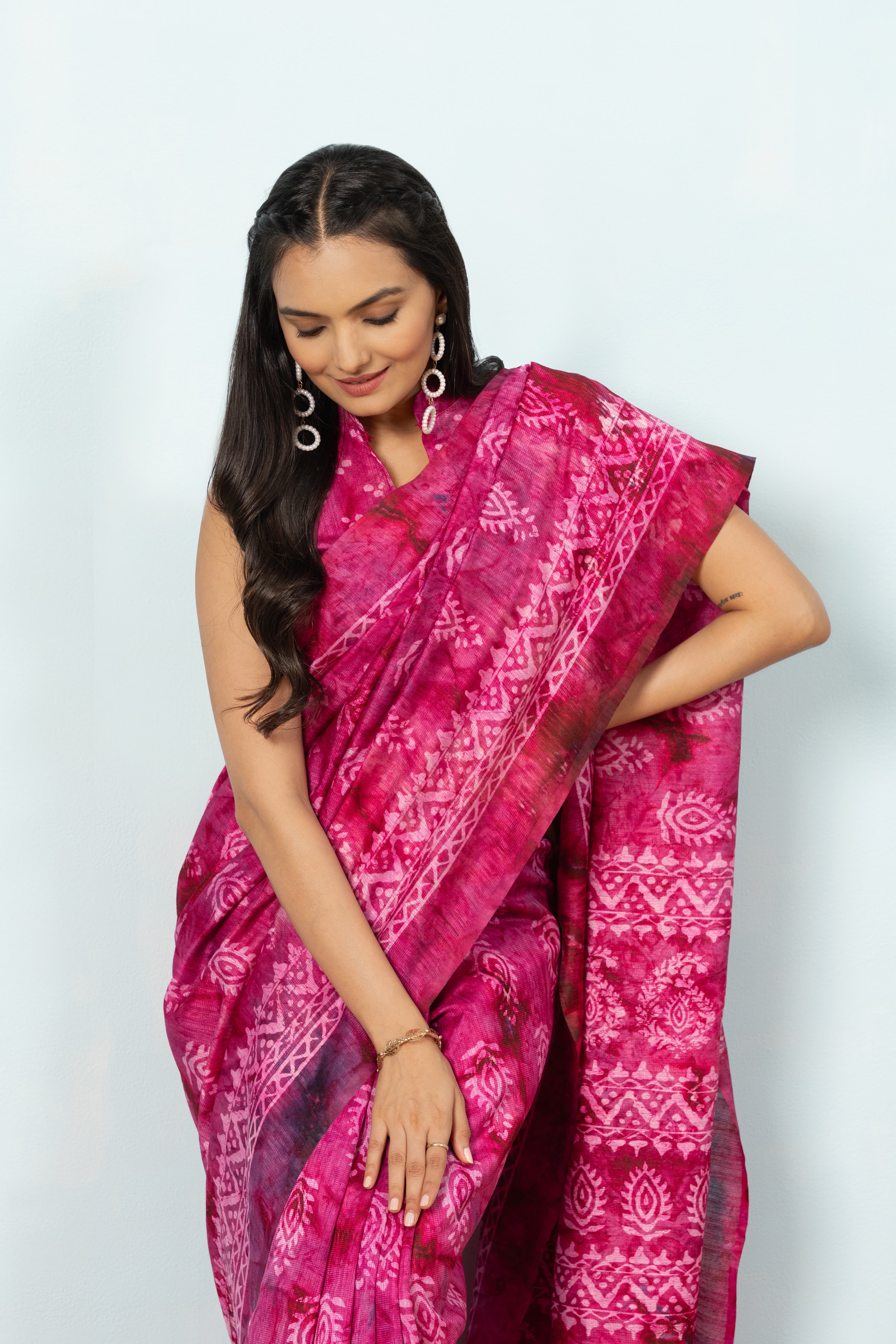 Batik Printed Bhagalpuri Cotton Silk Saree