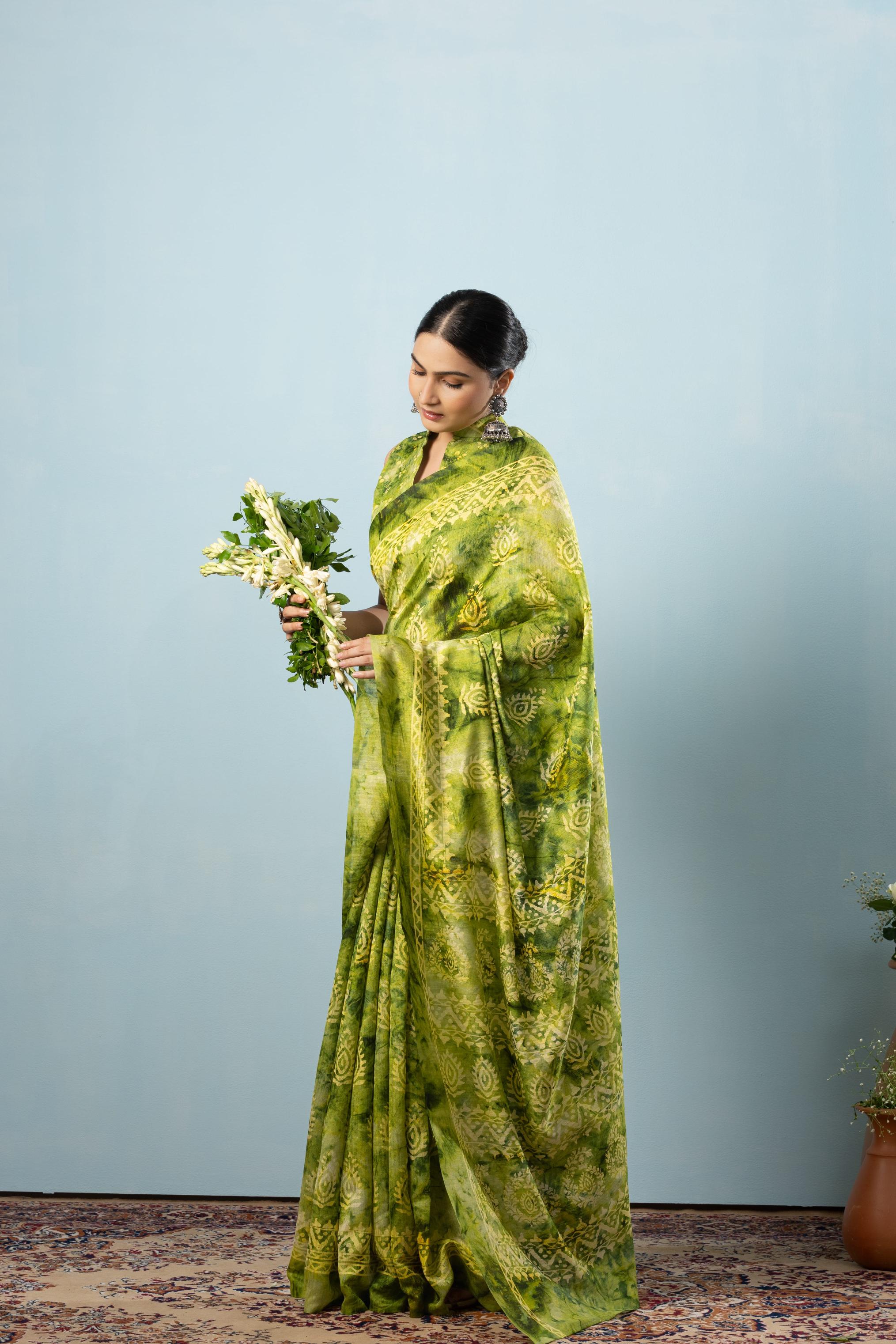 Batik Printed Bhagalpuri Cotton Silk Saree