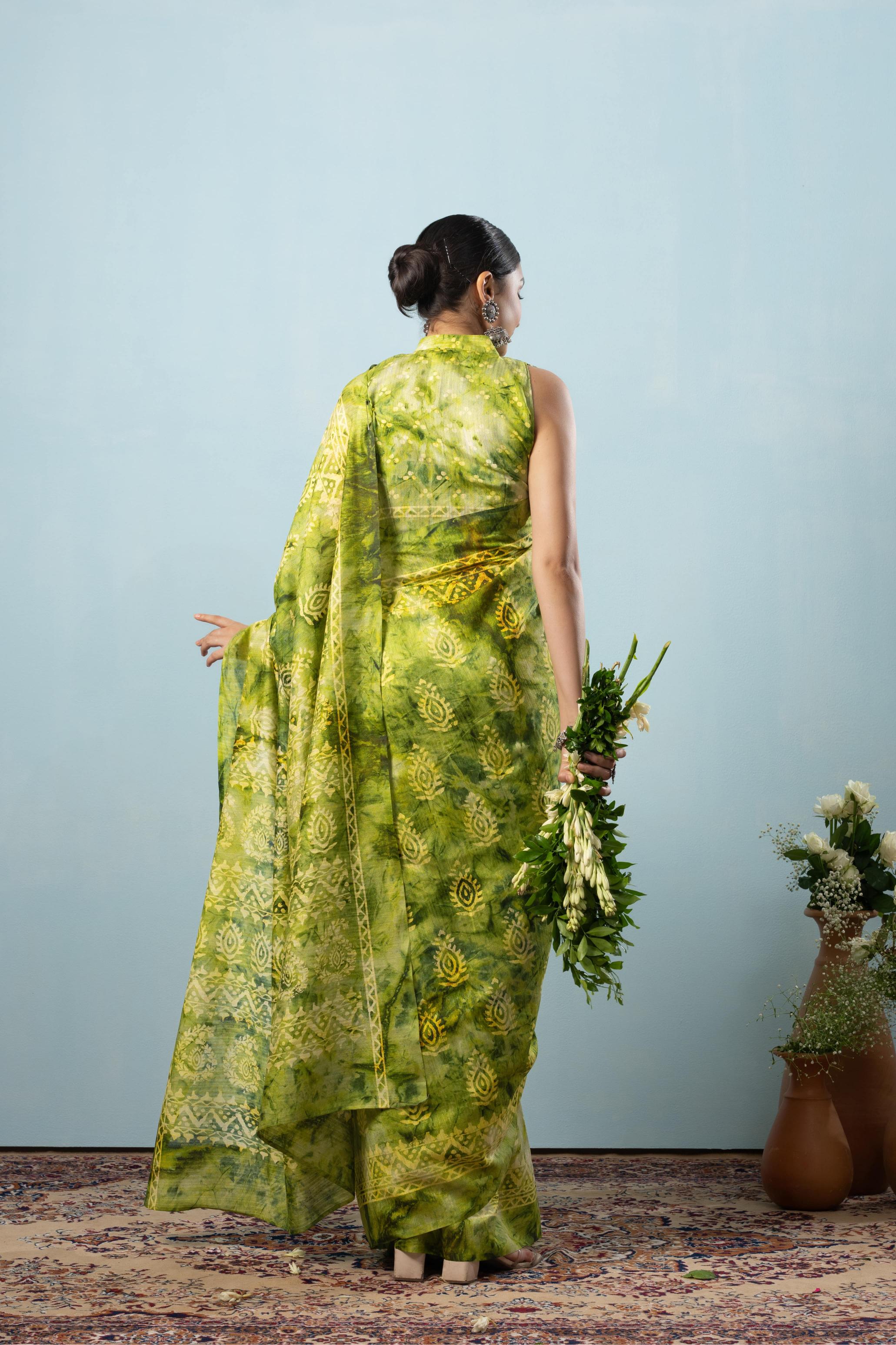 Batik Printed Bhagalpuri Cotton Silk Saree