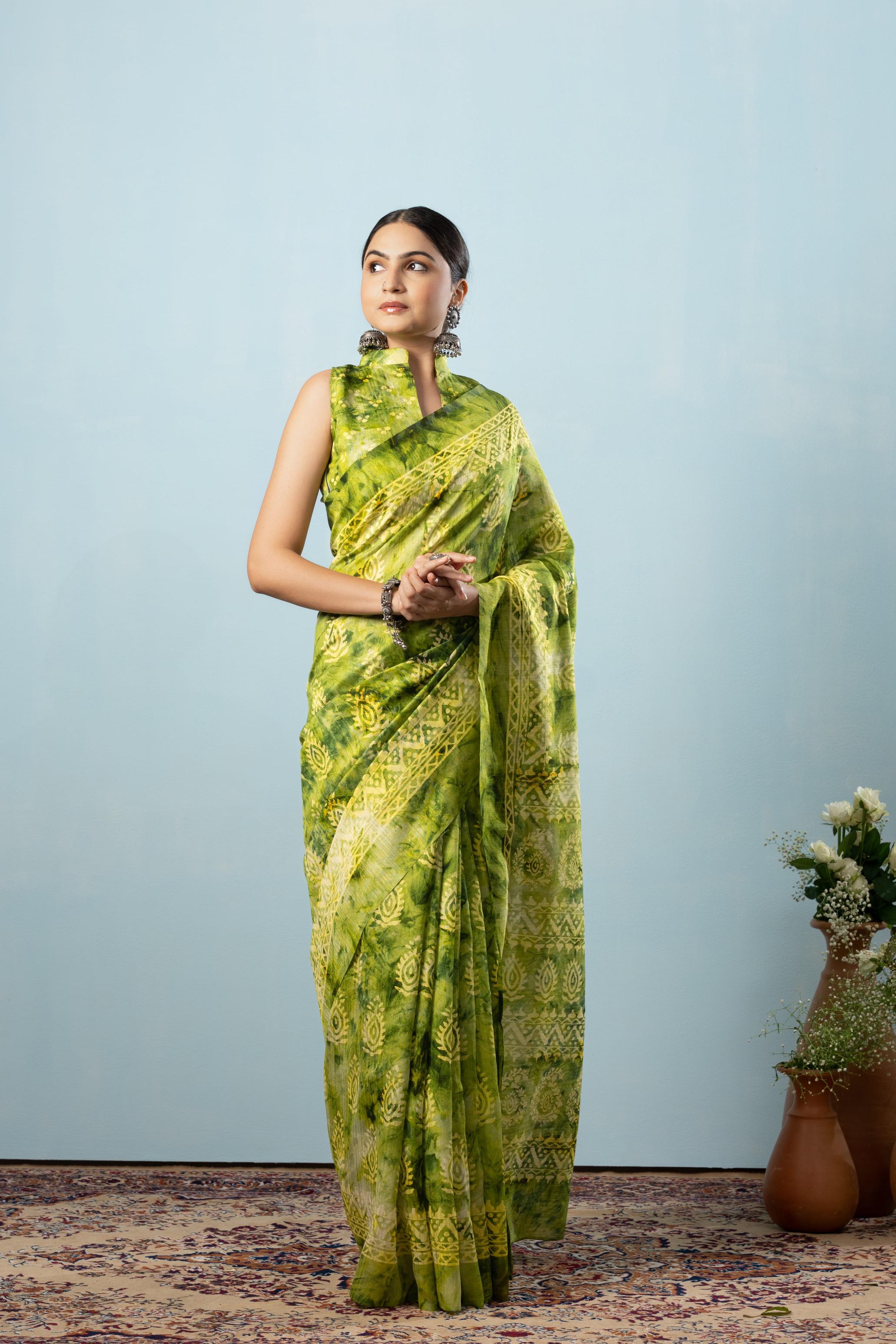 Batik Printed Bhagalpuri Cotton Silk Saree