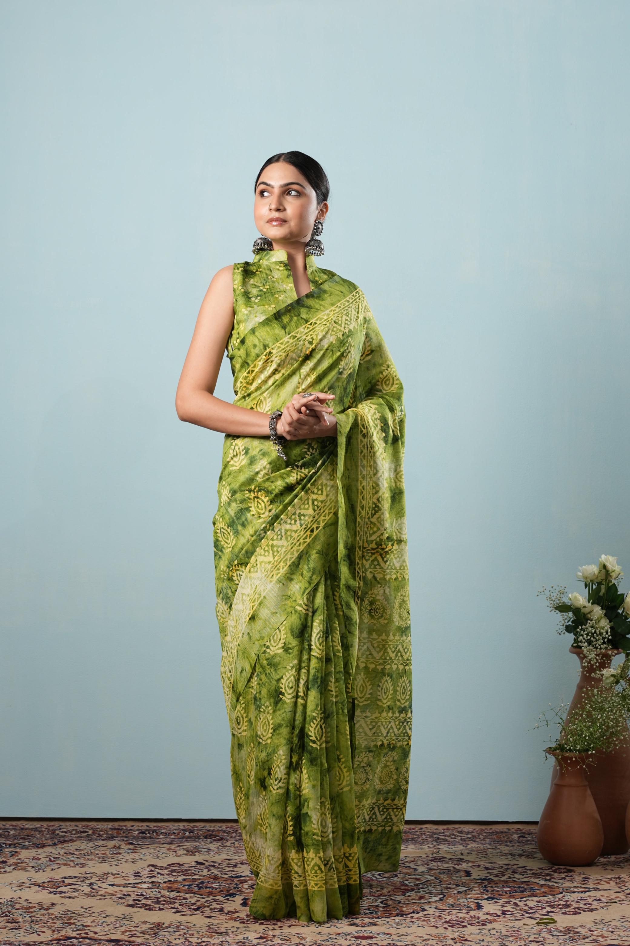 Batik Printed Bhagalpuri Cotton Silk Saree