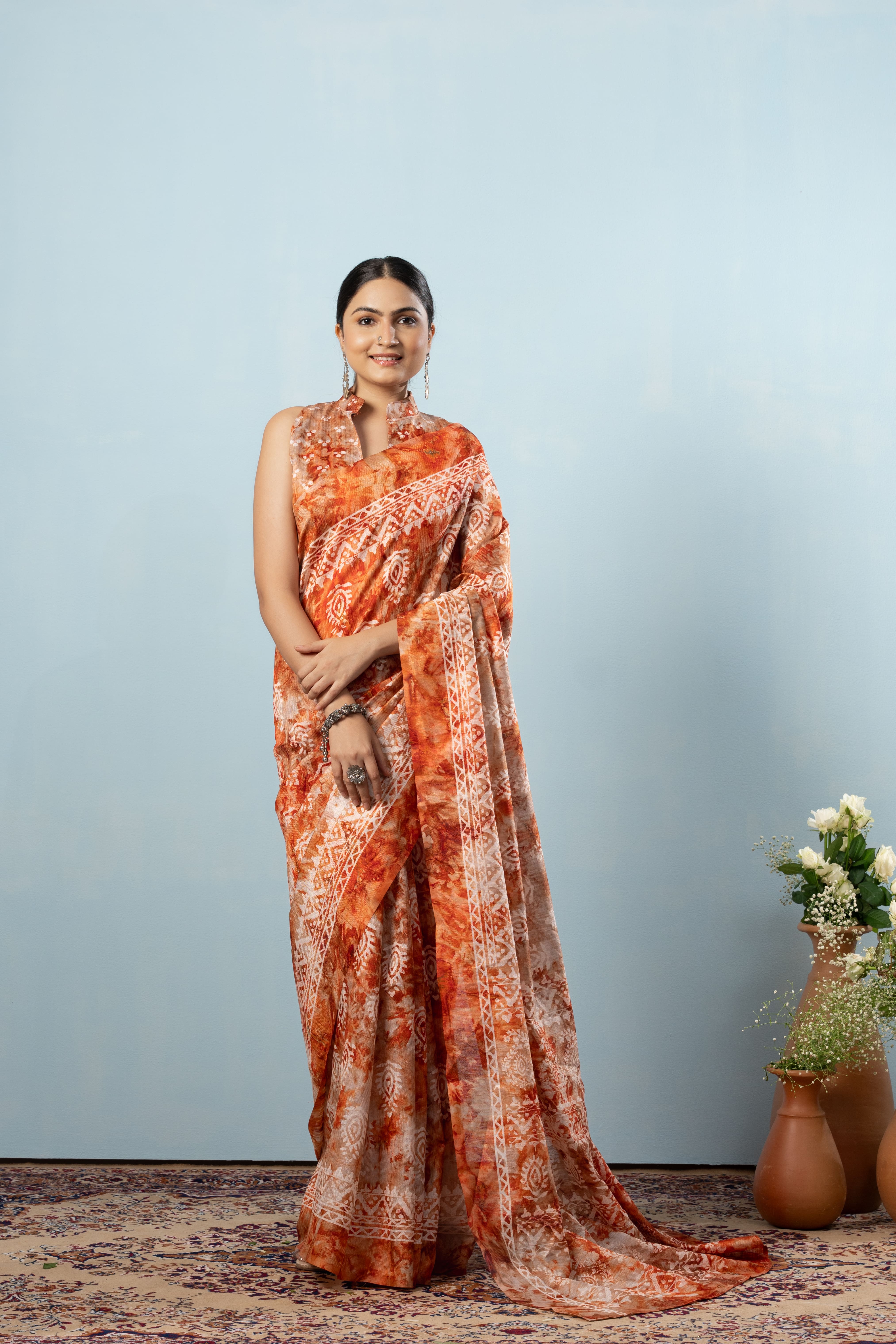 Batik Printed Bhagalpuri Cotton Silk Saree
