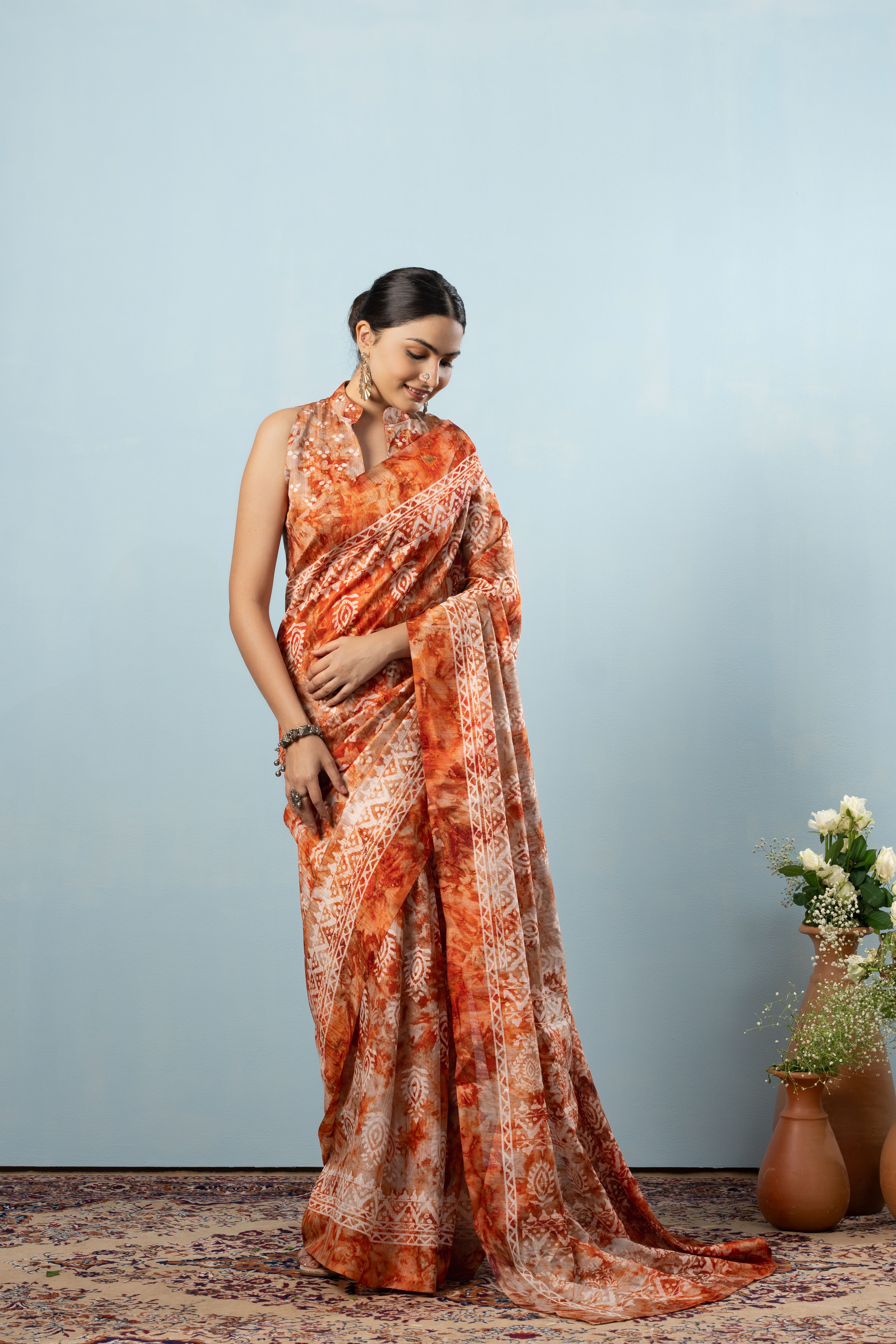 Batik Printed Bhagalpuri Cotton Silk Saree