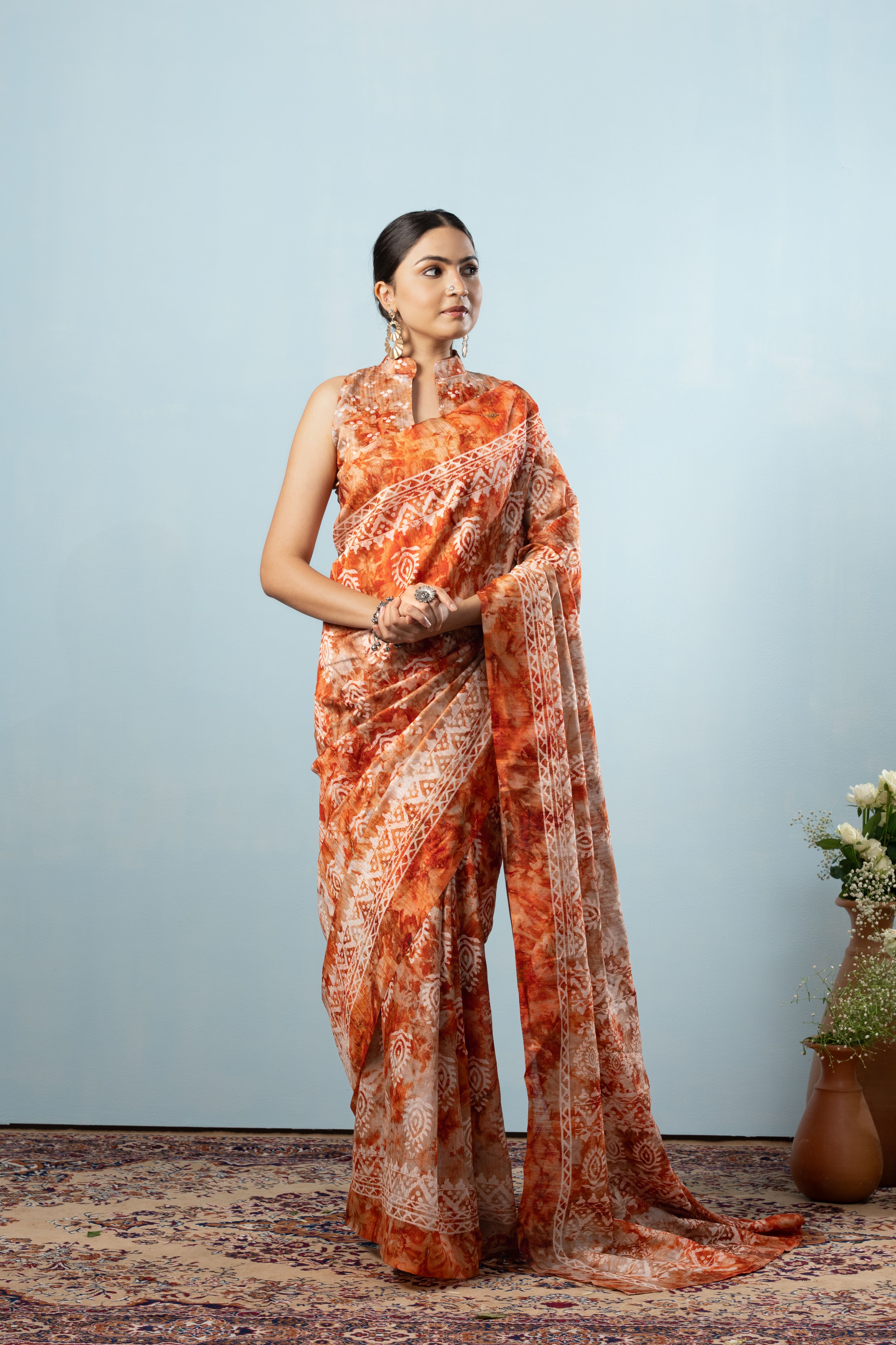 Batik Printed Bhagalpuri Cotton Silk Saree