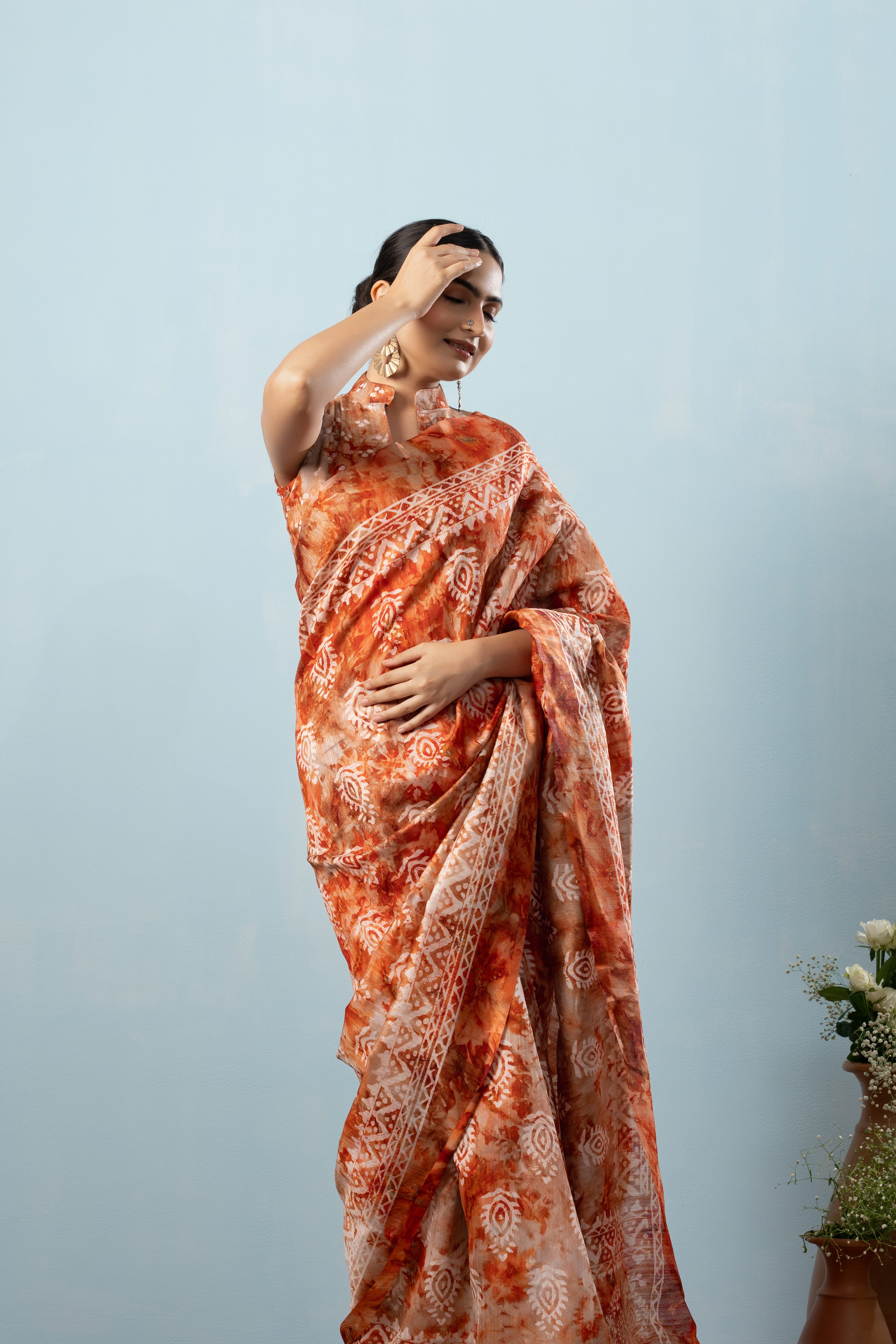 Batik Printed Bhagalpuri Cotton Silk Saree