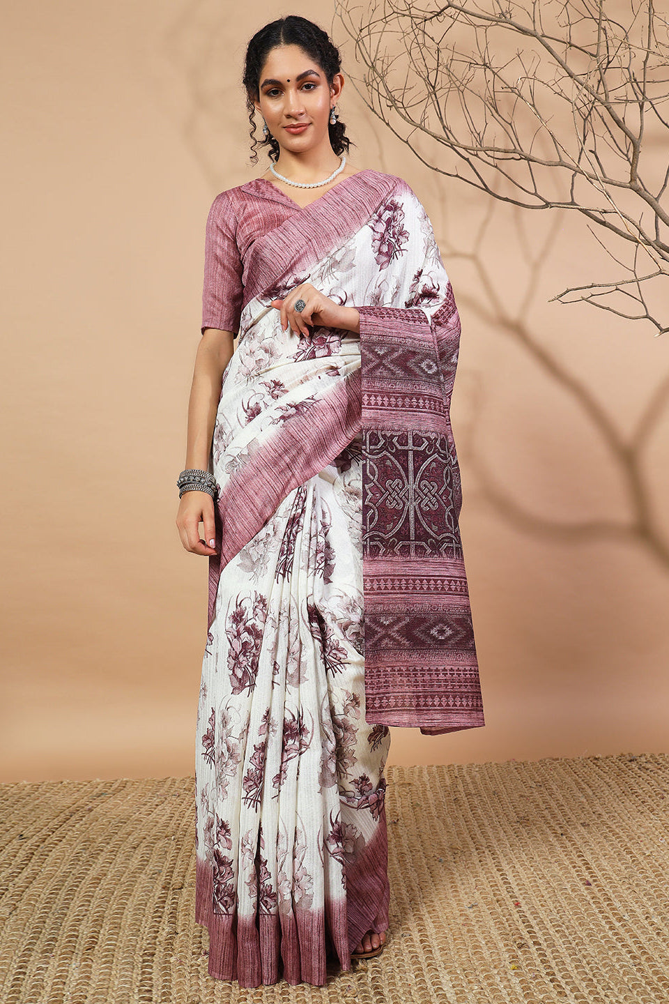 Floral Printed Bhagalpuri Cotton Silk Saree