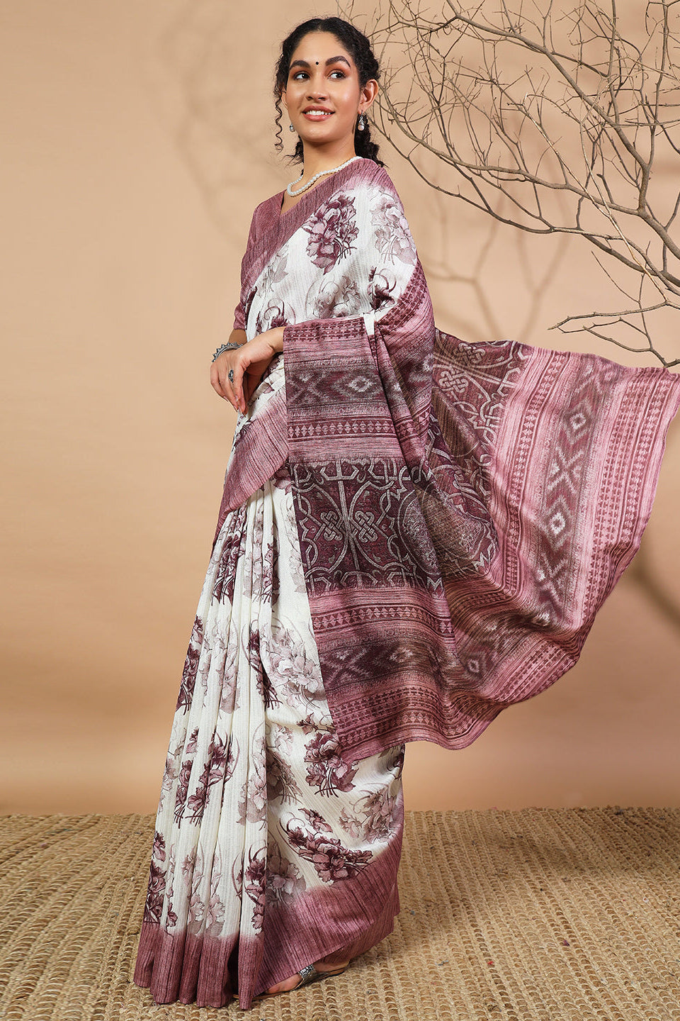 Floral Printed Bhagalpuri Cotton Silk Saree