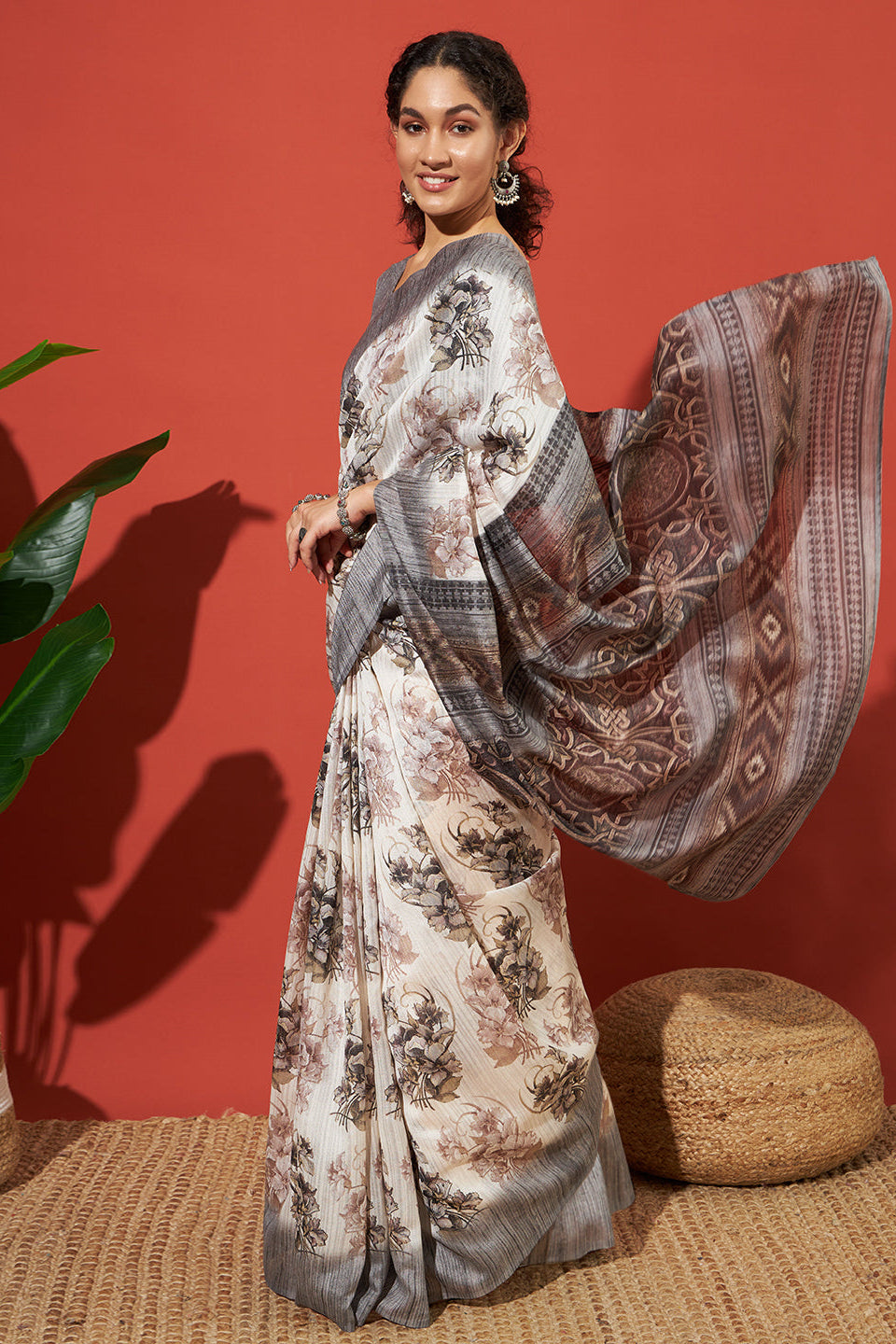 Floral Printed Bhagalpuri Cotton Silk Saree