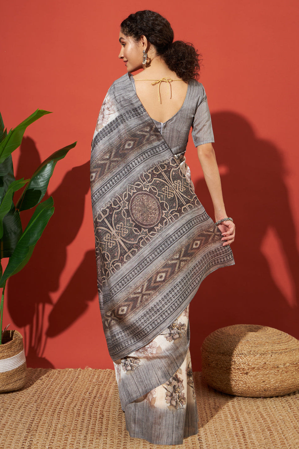 Floral Printed Bhagalpuri Cotton Silk Saree