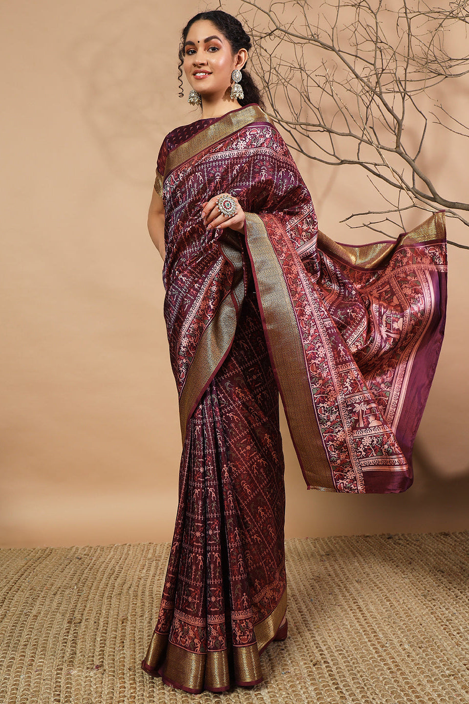 RACHNA Warli Zari Pure Silk Patola Ready to Wear Saree