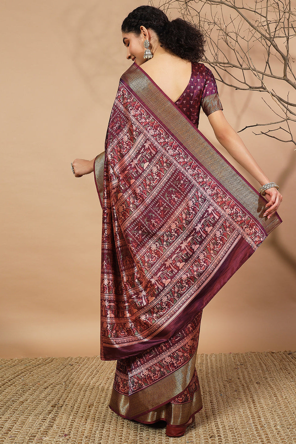 RACHNA Warli Zari Pure Silk Patola Ready to Wear Saree