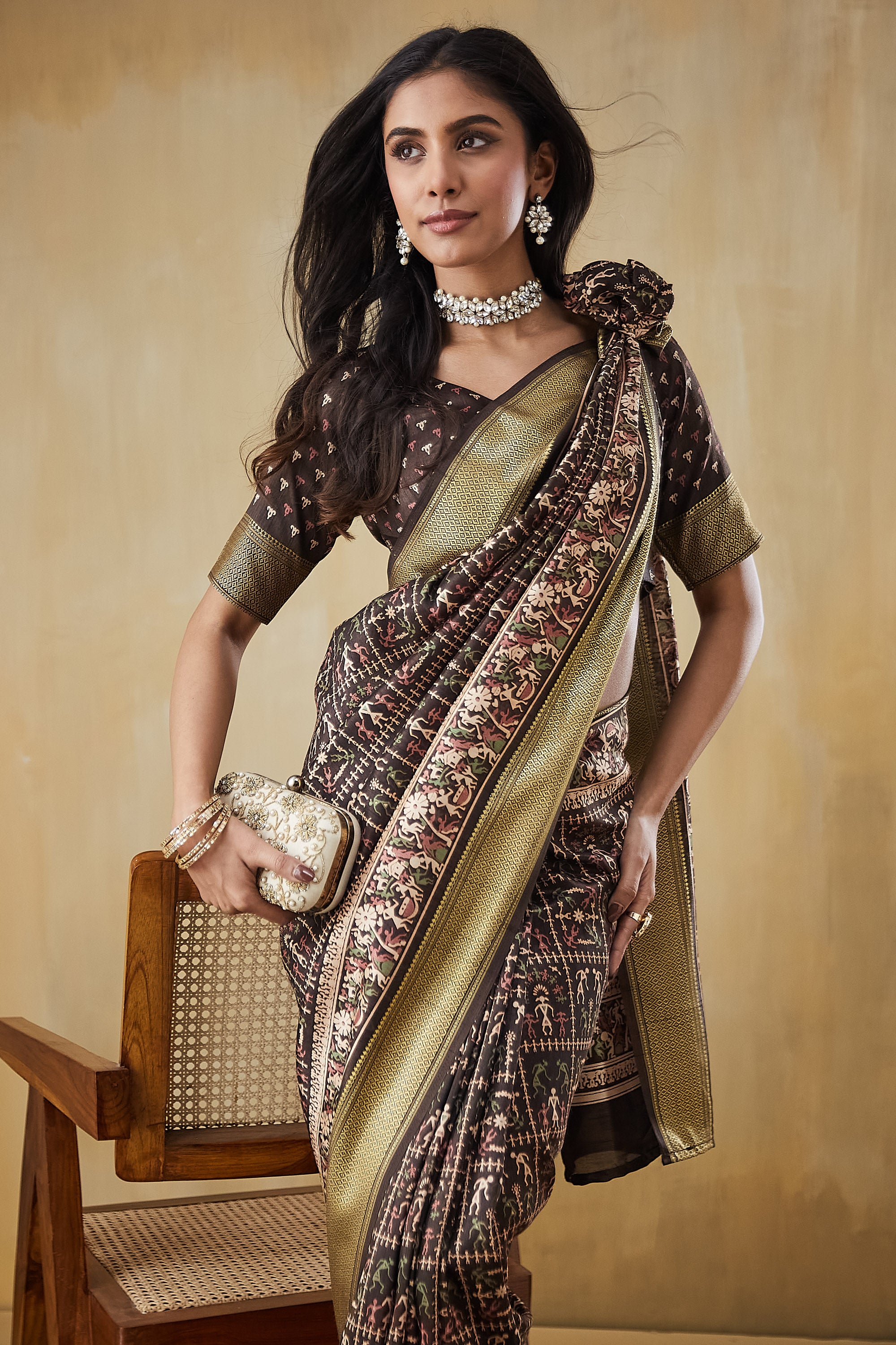 Rachna Digital Worli Printed Pattu Silk Saree