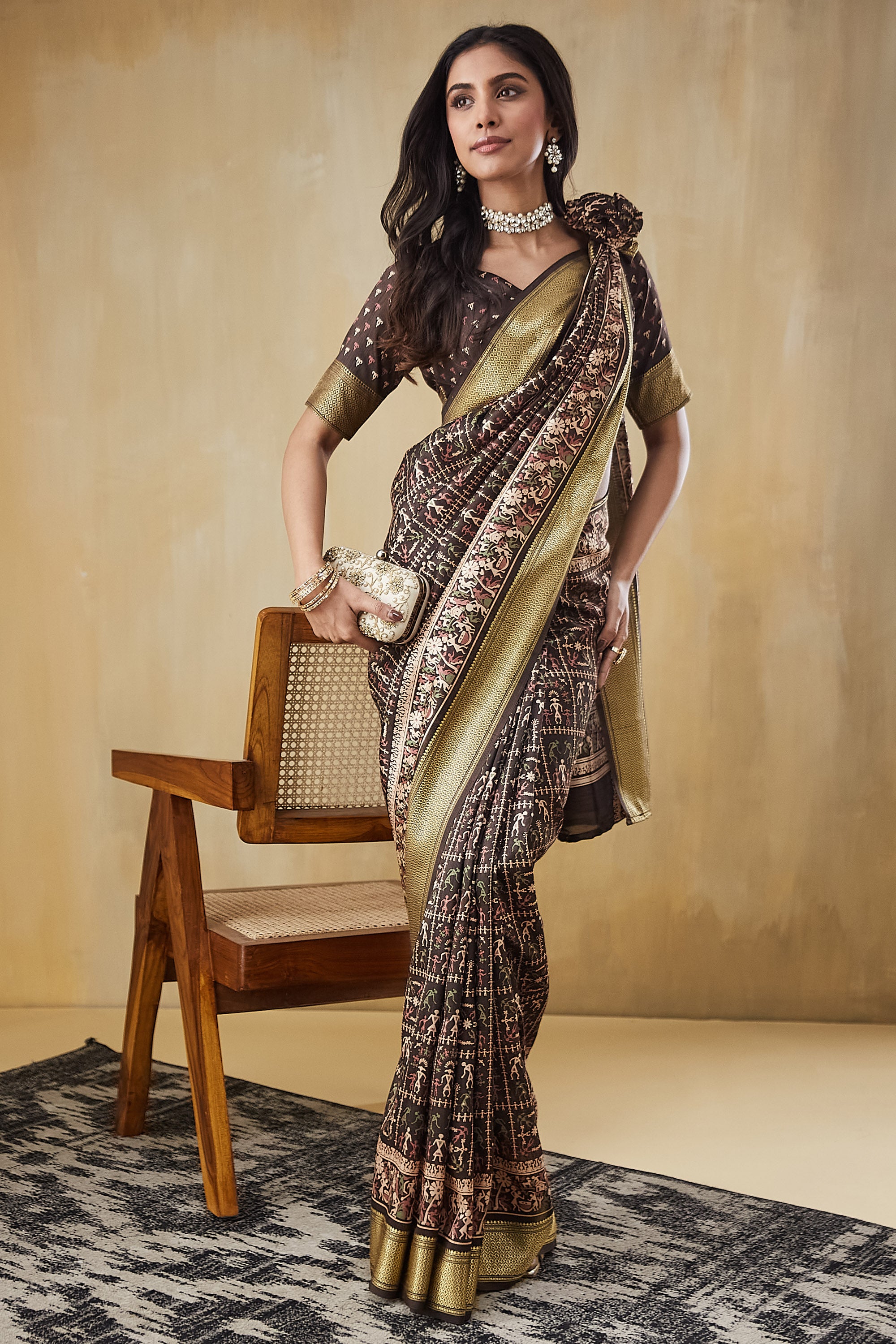 Rachna Digital Worli Printed Pattu Silk Saree