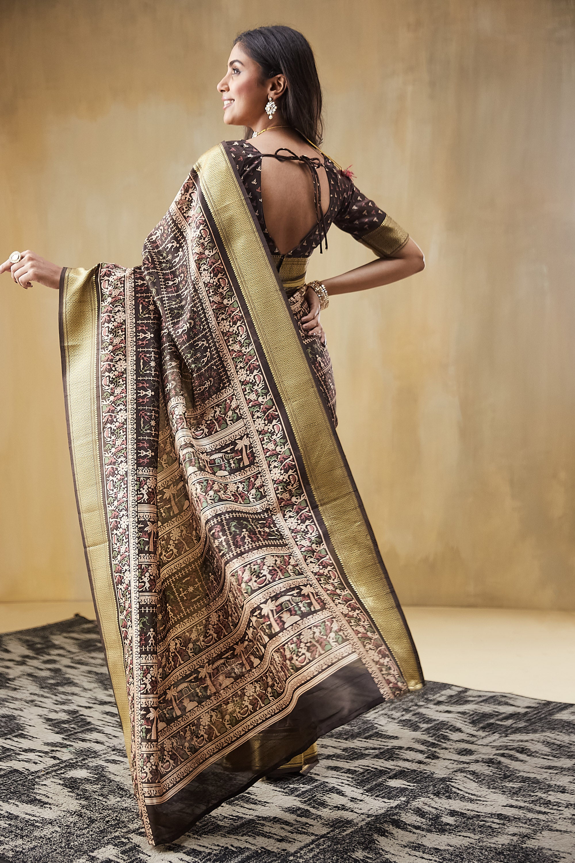 Rachna Digital Worli Printed Pattu Silk Saree