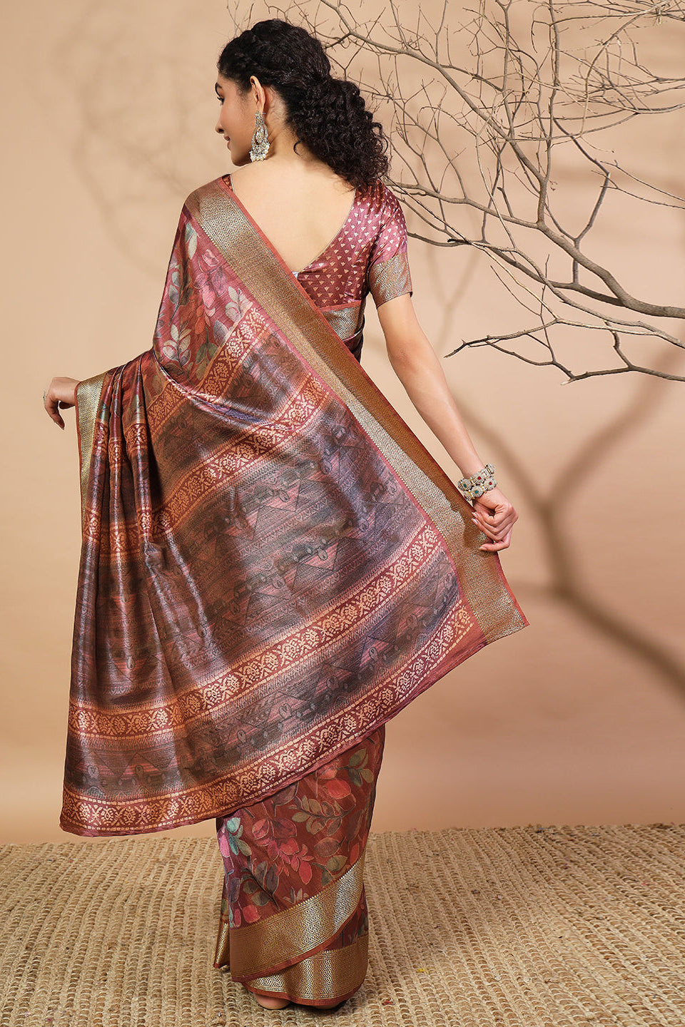 RACHNA Floral Zari Pure Silk Patola Ready to Wear  Saree