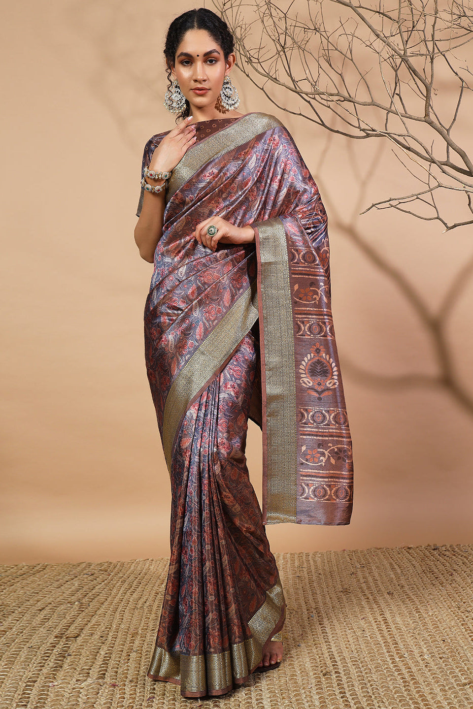 RACHNA Floral Zari Pure Silk Patola Ready to Wear Saree