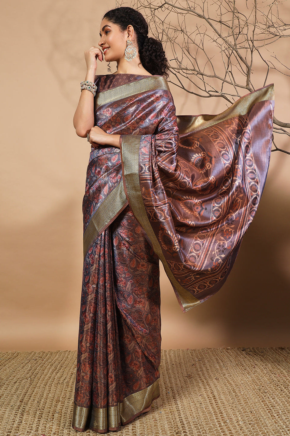 RACHNA Floral Zari Pure Silk Patola Saree