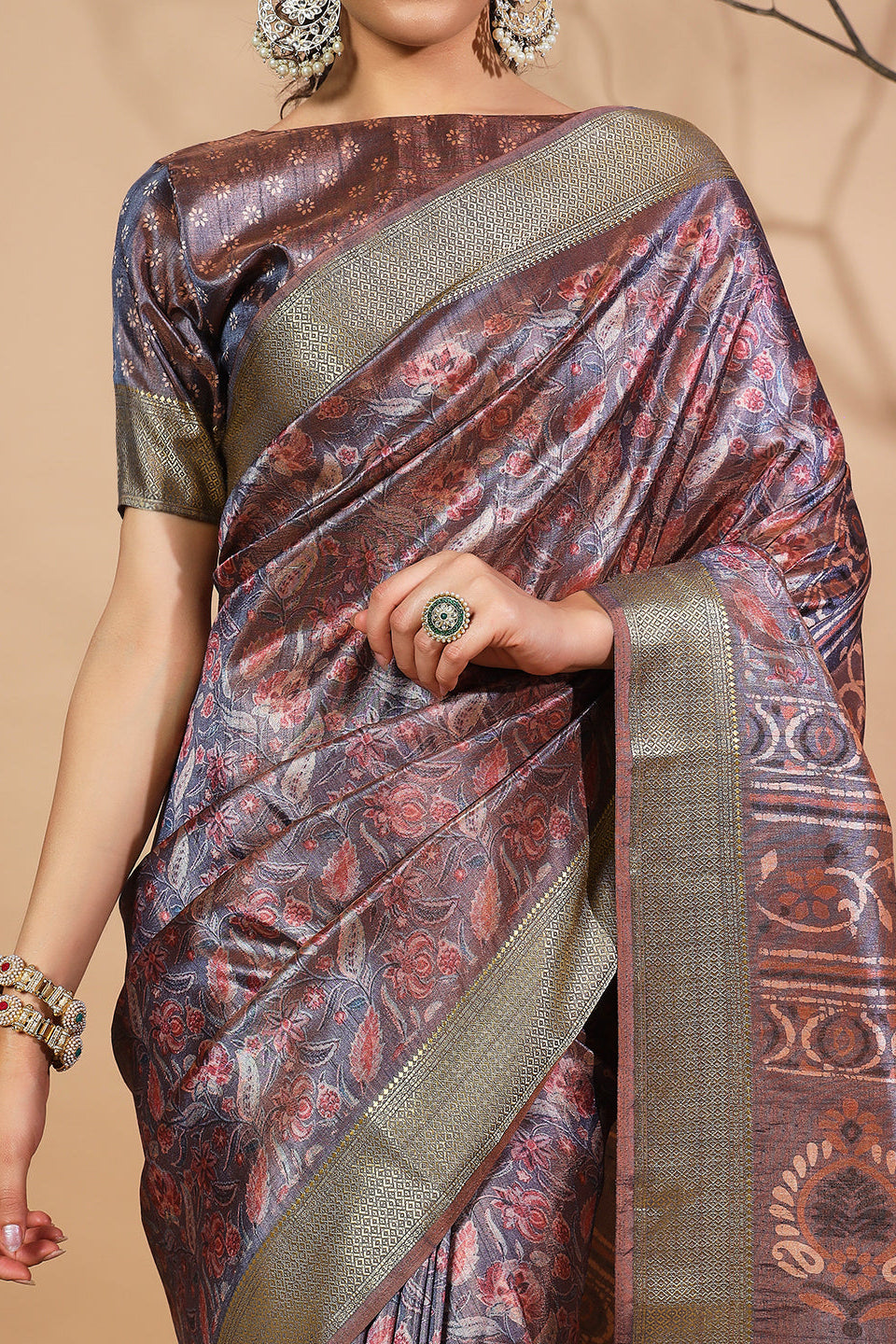 Rachna Digital Batik Printed Pattu Silk Saree