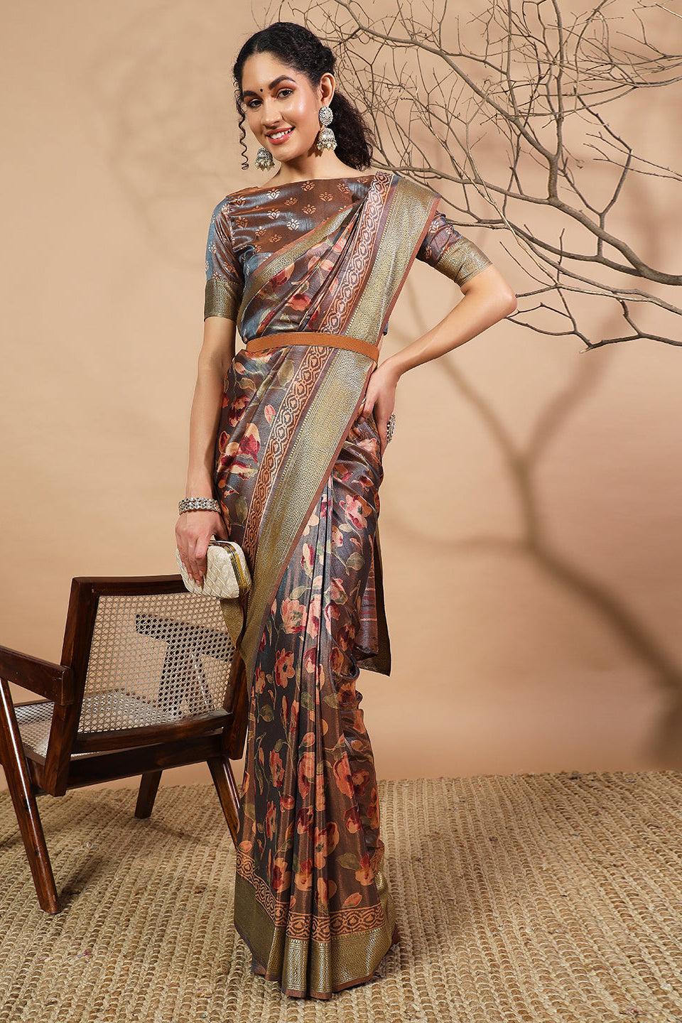 RACHNA Floral Zari Pure Silk Patola Ready to Wear Saree