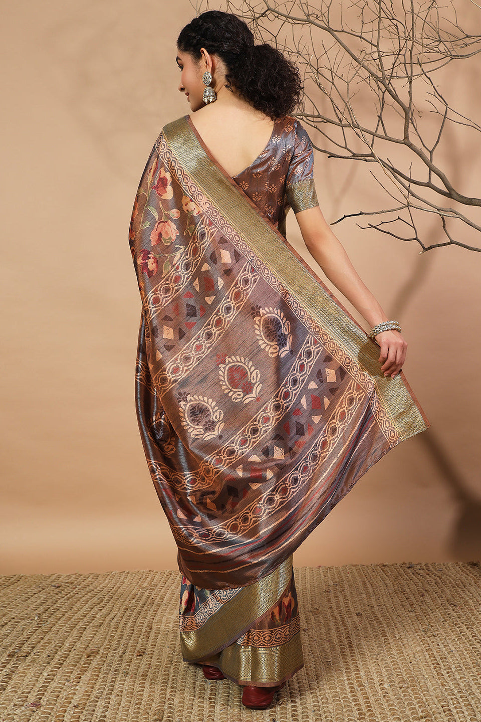 RACHNA Floral Zari Pure Silk Patola Ready to Wear Saree