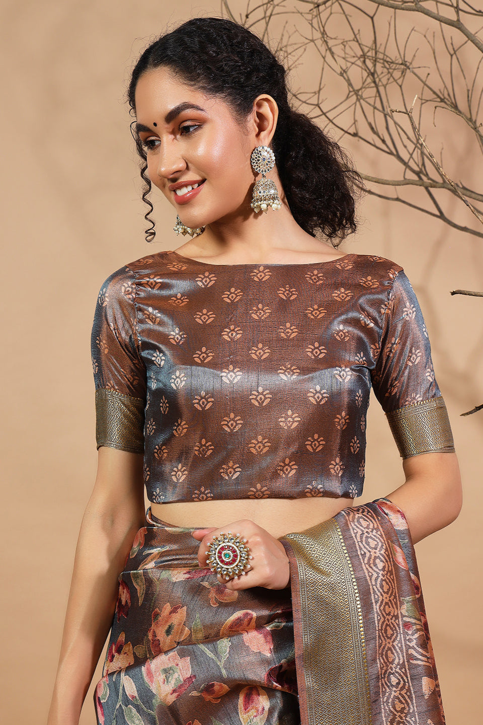 RACHNA Floral Zari Pure Silk Patola Ready to Wear Saree