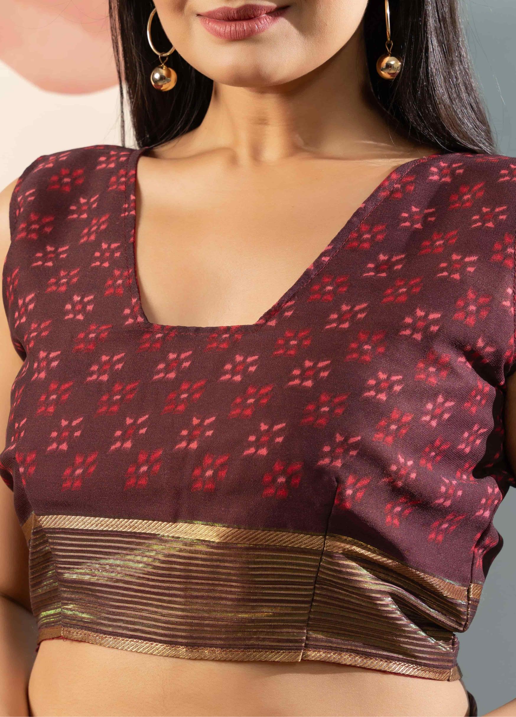 RACHNA Floral Zari Poly Georgette Ready to Wear Saree