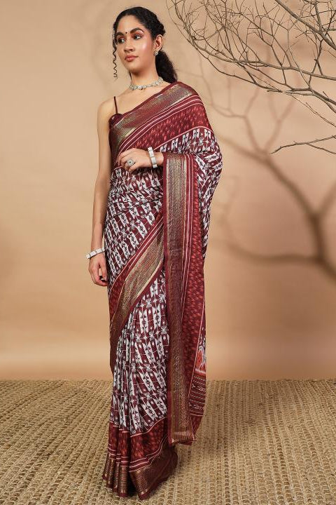 RACHNA Floral Poly Georgette Ready to Wear  Saree