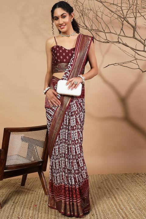 RACHNA Floral Poly Georgette Ready to Wear  Saree