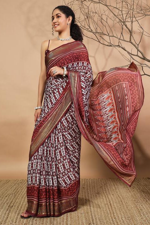 RACHNA Floral Poly Georgette Ready to Wear  Saree