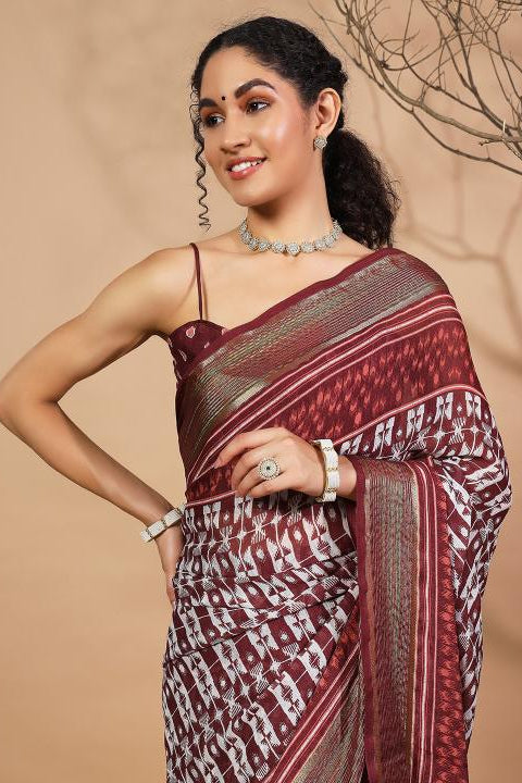 RACHNA Floral Poly Georgette Ready to Wear  Saree