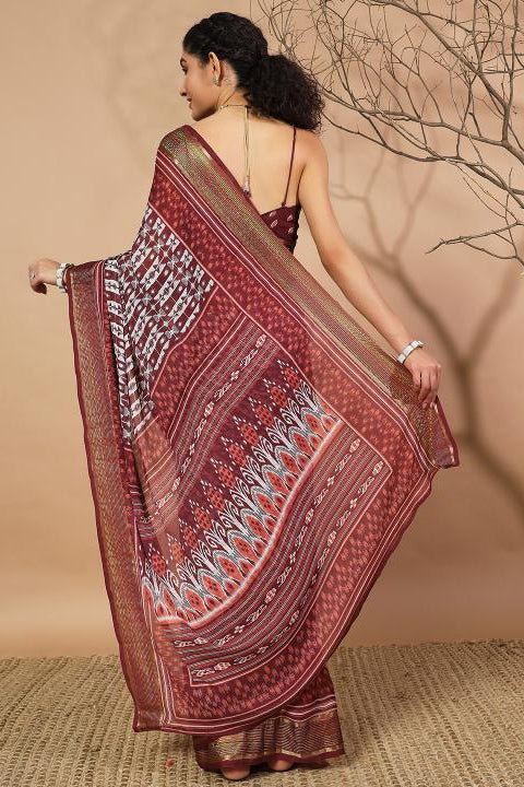 RACHNA Floral Poly Georgette Ready to Wear  Saree