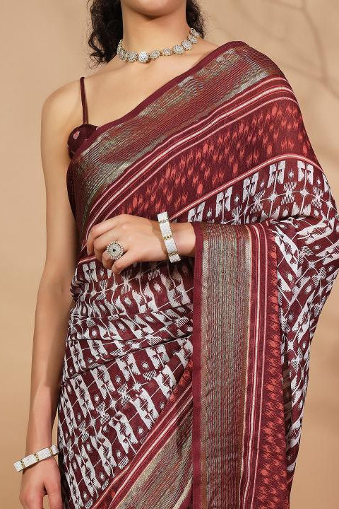 RACHNA Floral Poly Georgette Ready to Wear  Saree