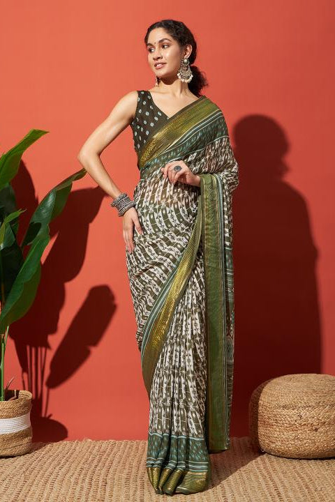 RACHNA Floral Poly Georgette Ready to Wear Saree