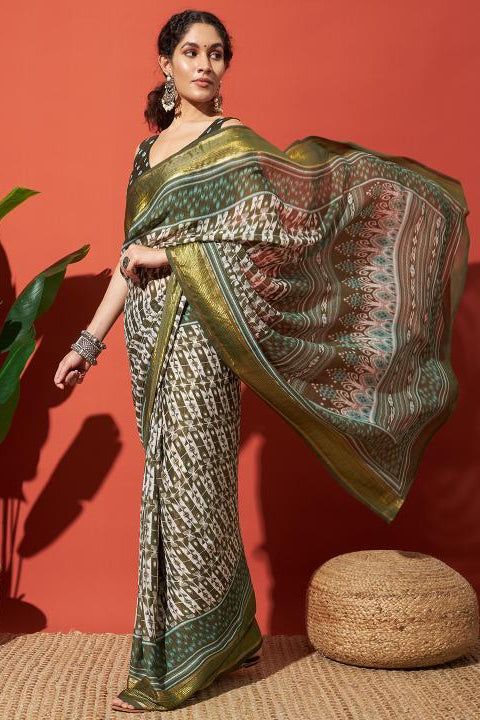 RACHNA Floral Poly Georgette Ready to Wear Saree