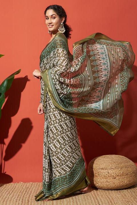 RACHNA Floral Poly Georgette Ready to Wear Saree