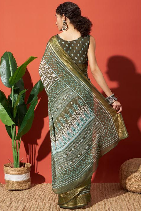 RACHNA Floral Poly Georgette Ready to Wear Saree