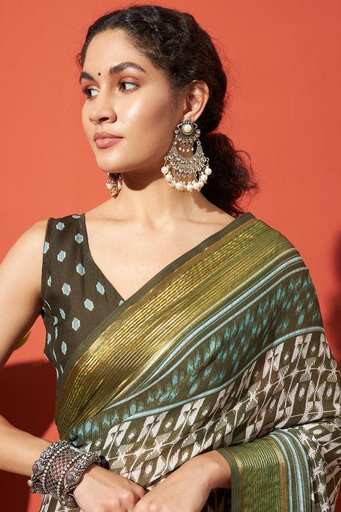 RACHNA Floral Poly Georgette Ready to Wear Saree