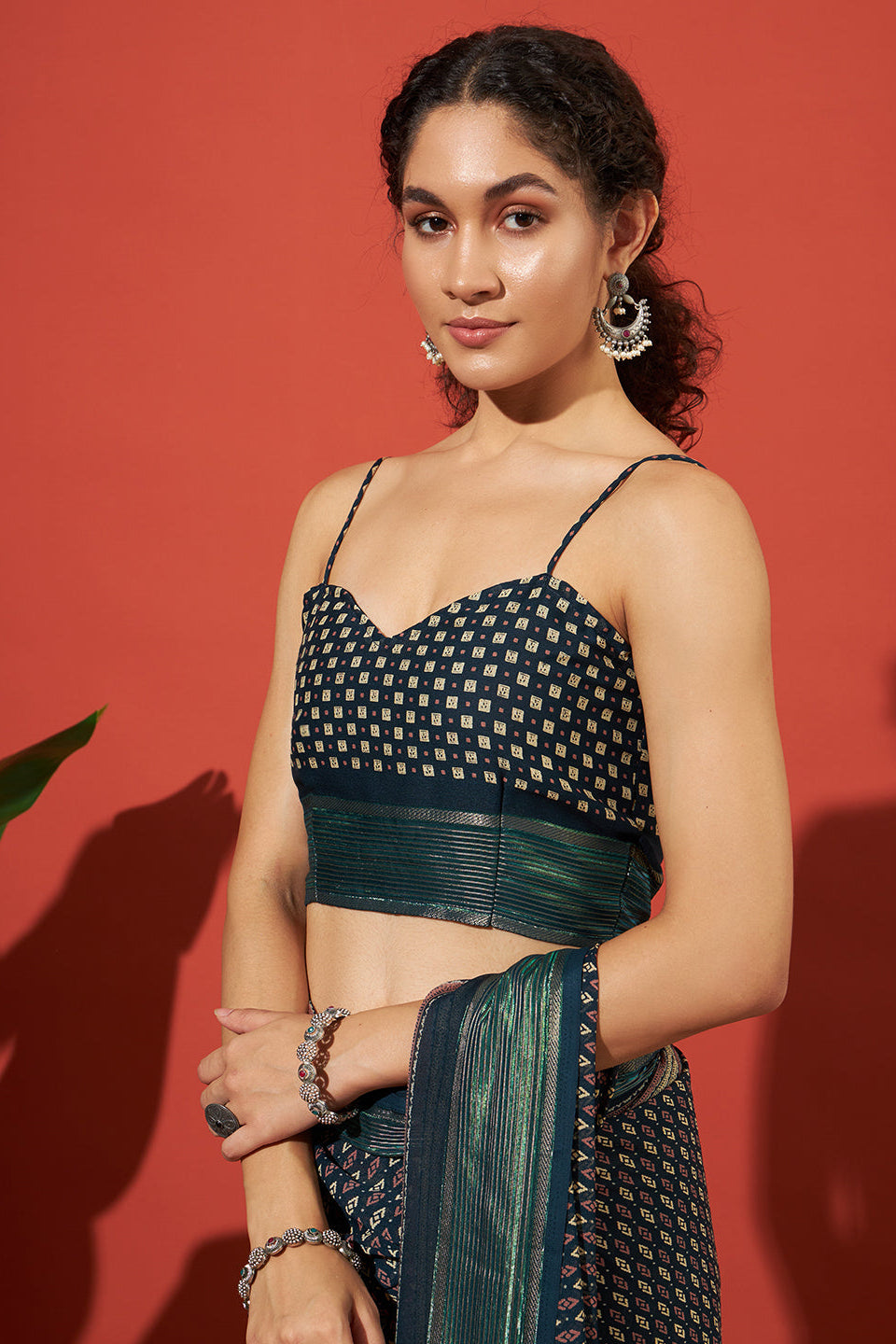 RACHNA Floral Poly Georgette Ready to Wear Saree