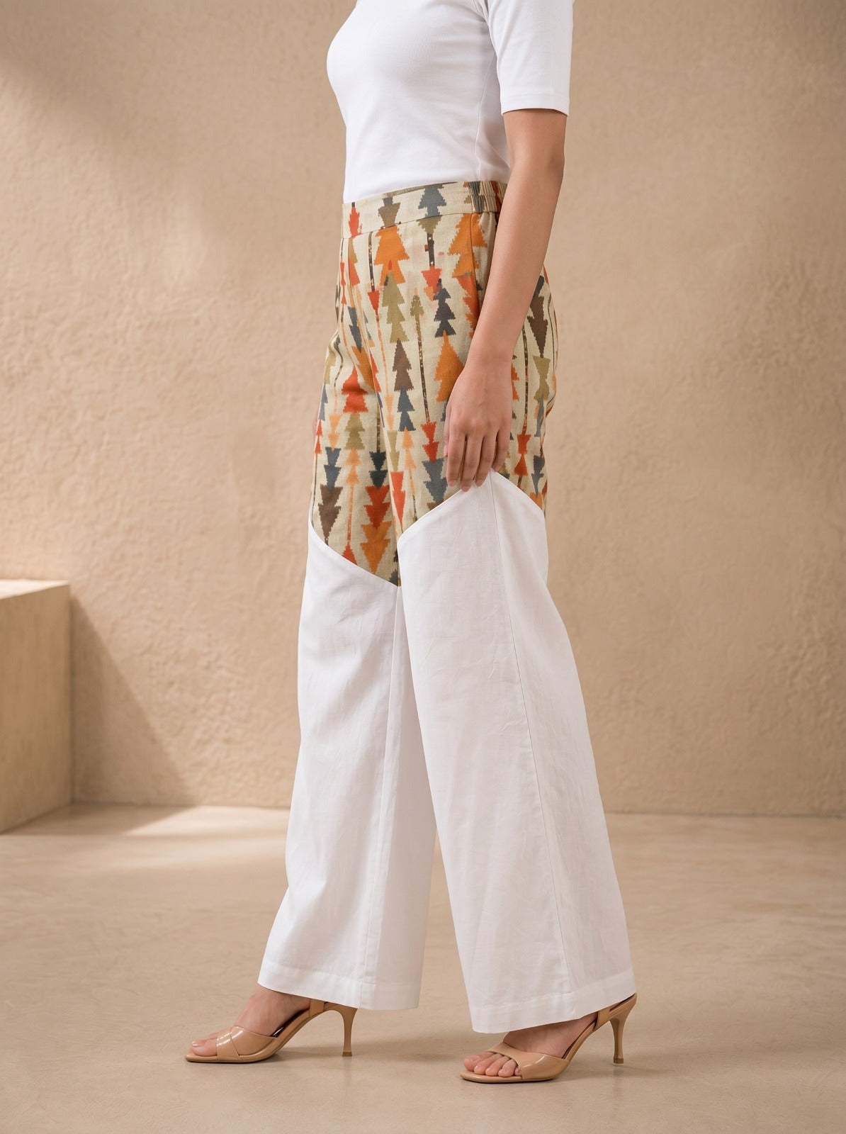 Pista Color ikkat Print Linen Pant For Women