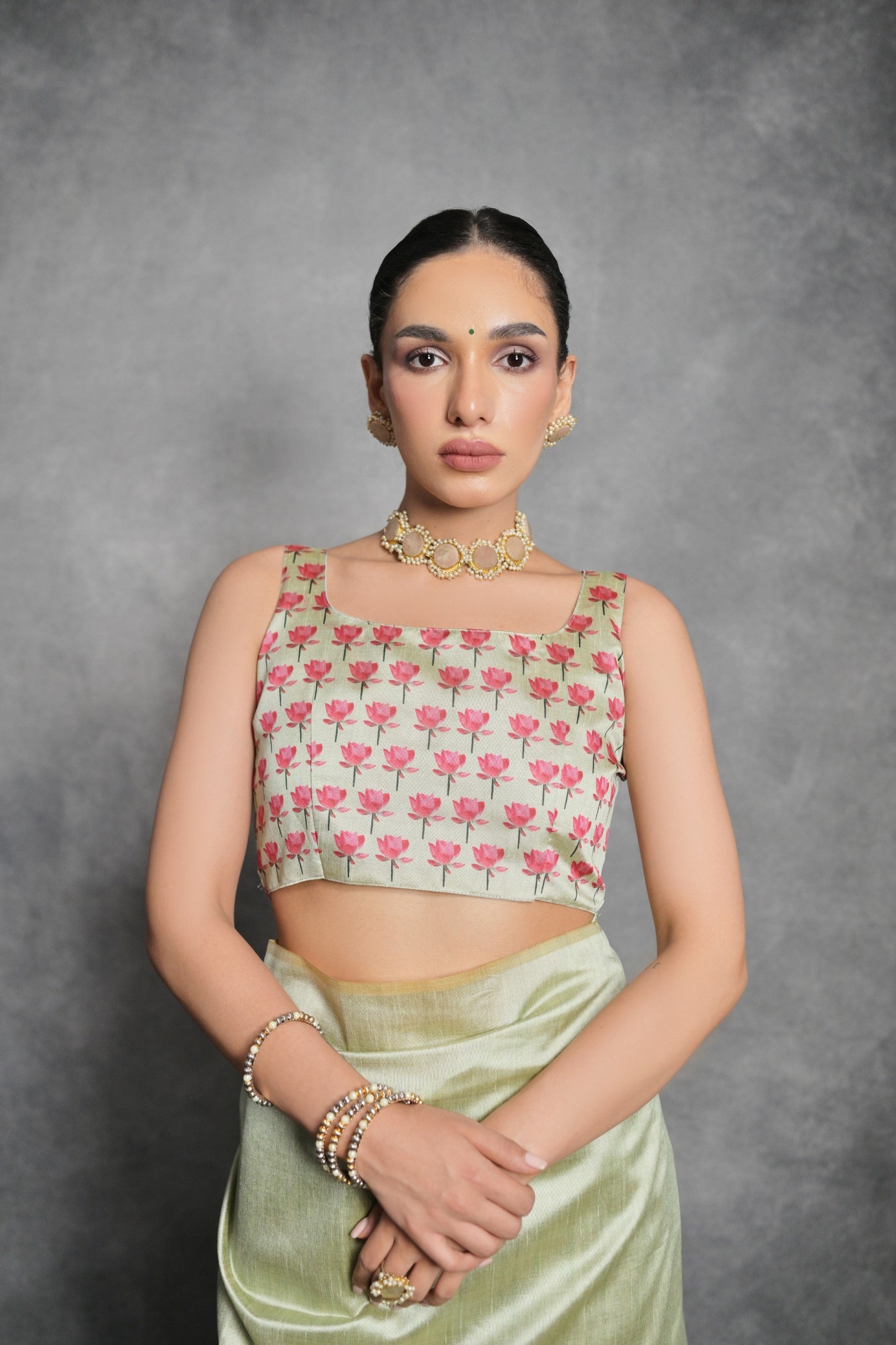 Pista Printed Soft Tussar Silk Designer Saree