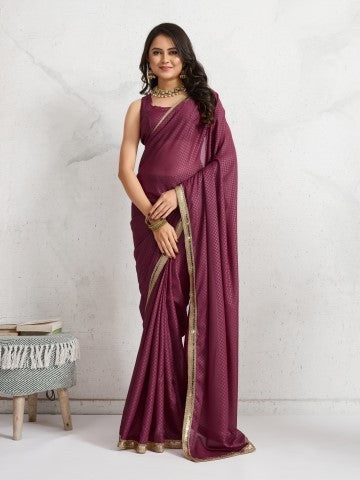 Maroon Poly Georgette Ready to Wear Saree