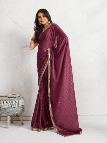 Red Party Wear Poly Georgette Saree