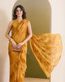 Yellow Ethnic Motifs Printed Satin Ready to Wear Saree