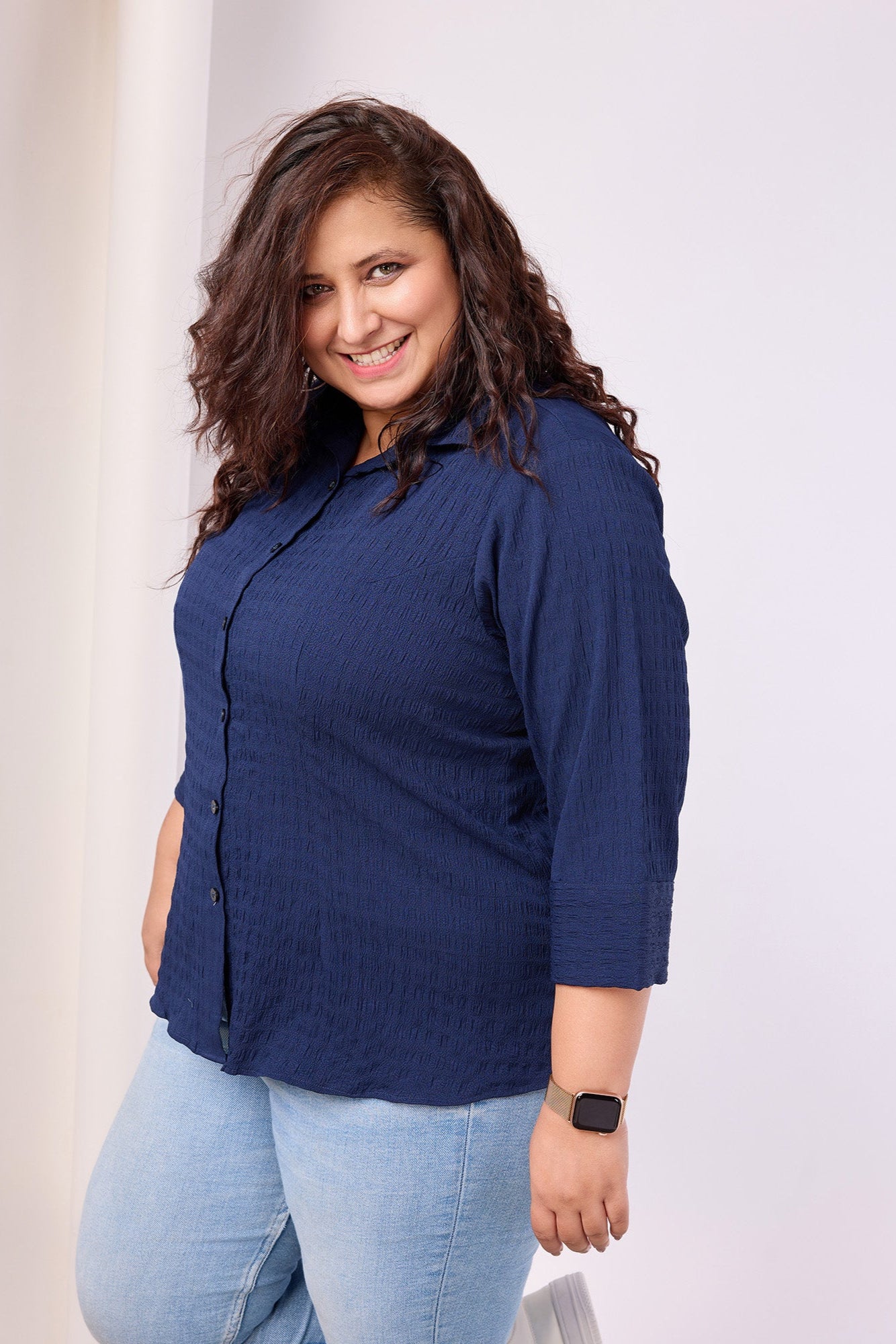 Modern Stretch Spread Collar Elastane Shirt
