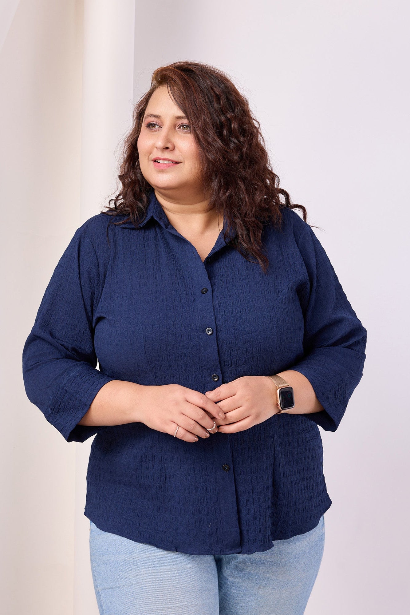 Modern Stretch Spread Collar Elastane Shirt