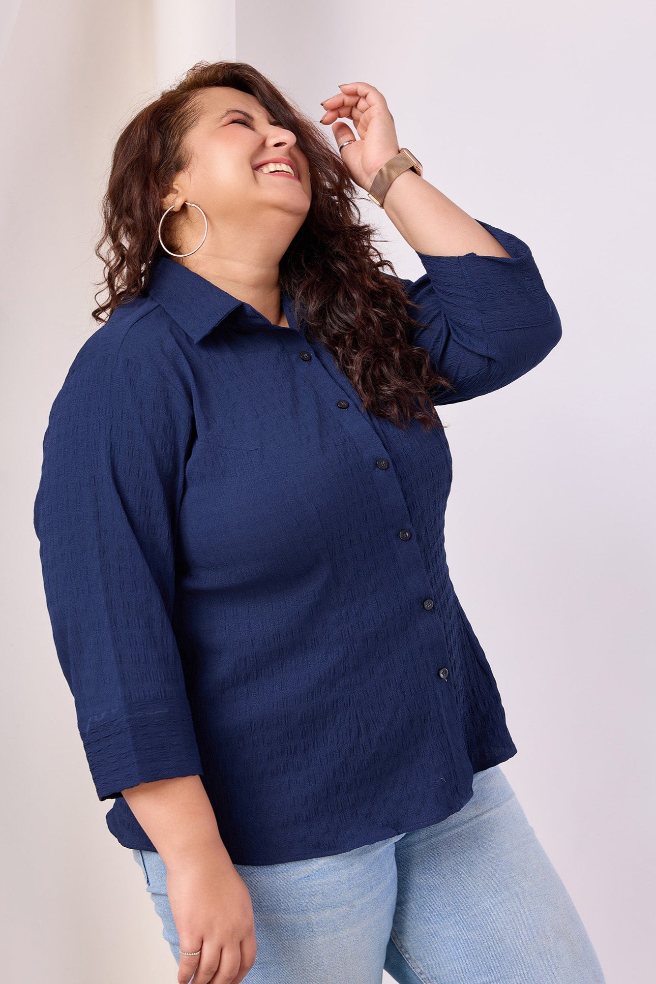 Modern Stretch Spread Collar Elastane Shirt