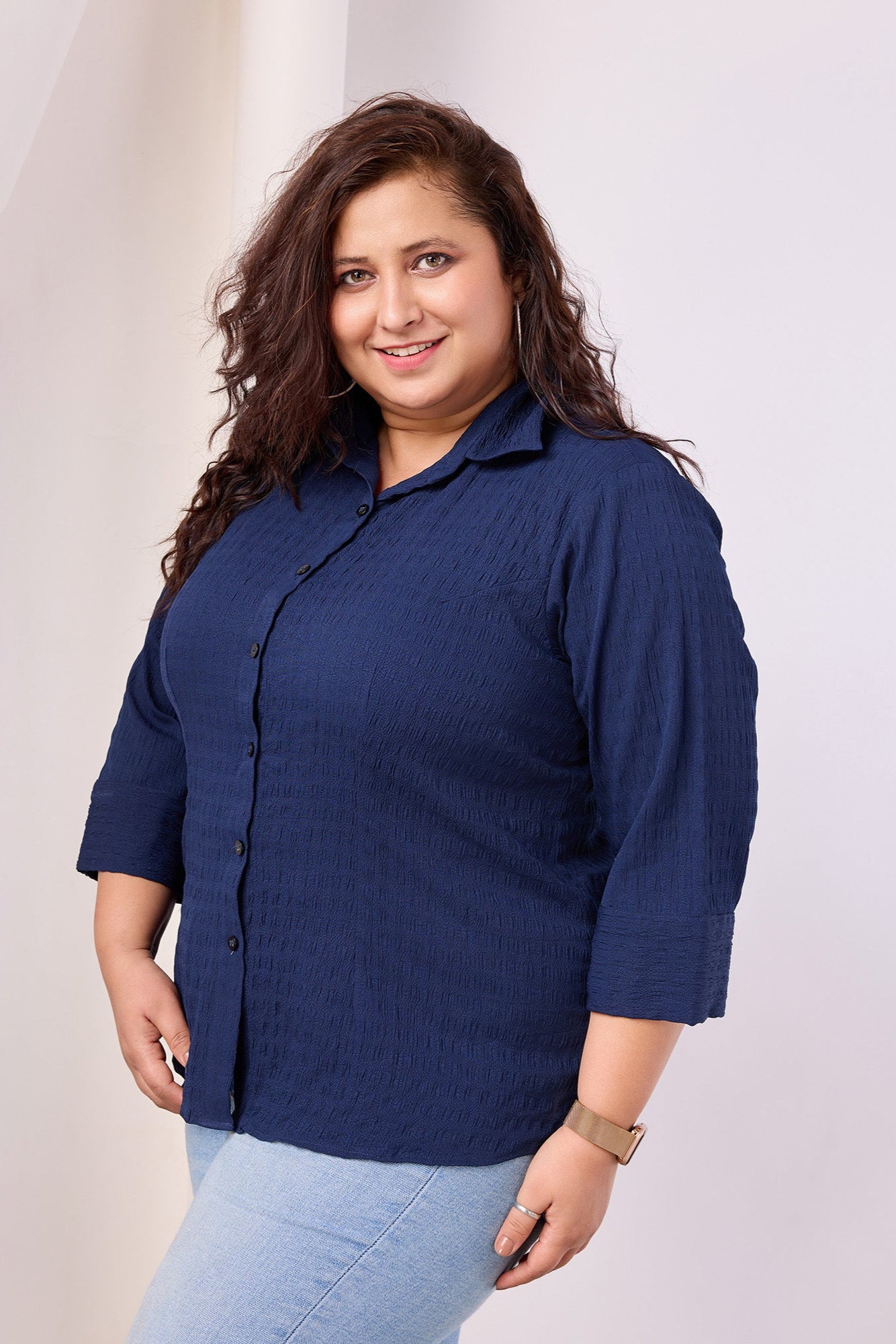 Modern Stretch Spread Collar Elastane Shirt