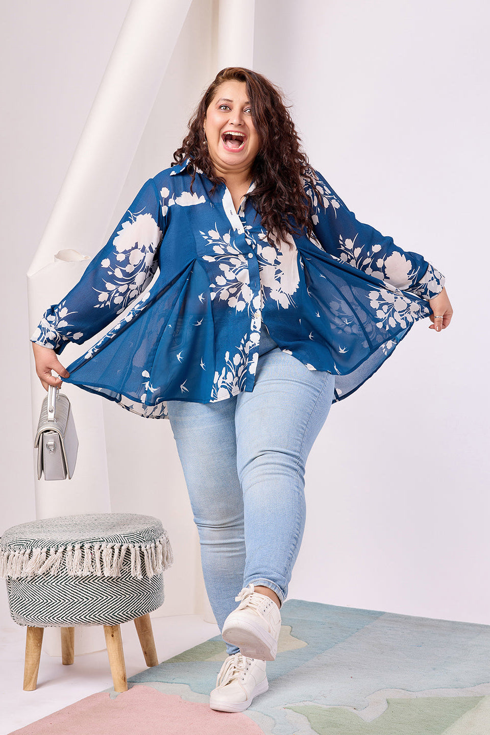 Floral Print Georgette Spread Collar Shirt