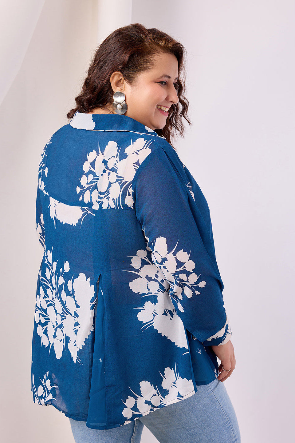 Floral Print Georgette Spread Collar Shirt